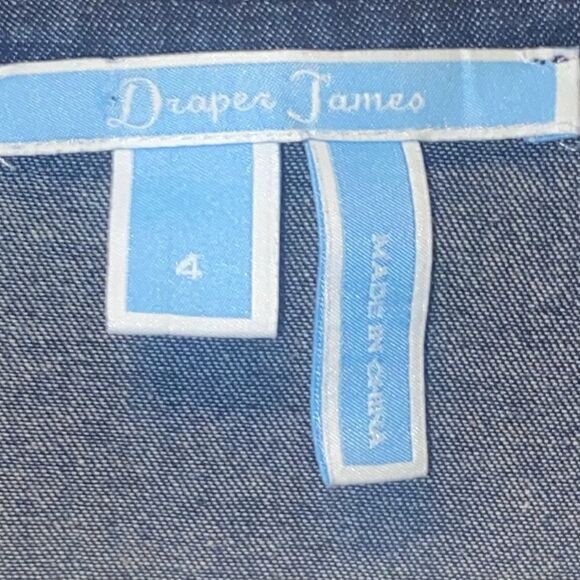 Draper James Wm’s Sz 4 Indigo Dark Wash Chambray Denim Shift Ruffle Dress - Picture 4 of 5